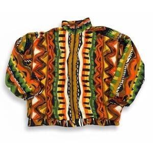 Vintage 90's Marshall Rousso tribal quilted full zip jacket medium colorful